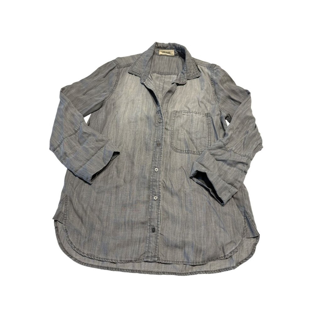 Bella Dahl Grey Shirt Tail Long Sleeve Button Front Shirt Women's Small